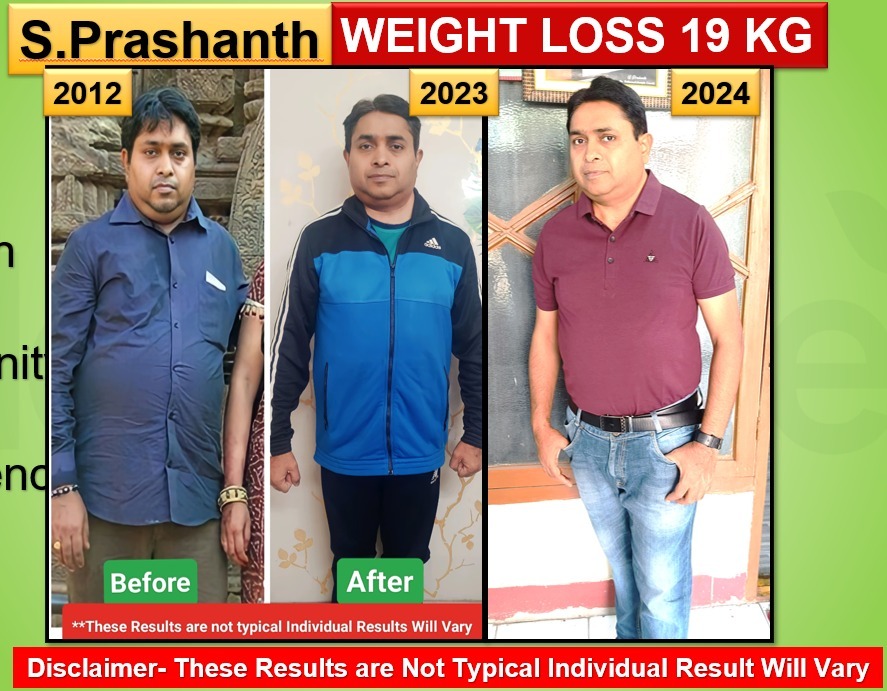 S. Prashanth — real weight loss transformation at Rukmani Wellness Center